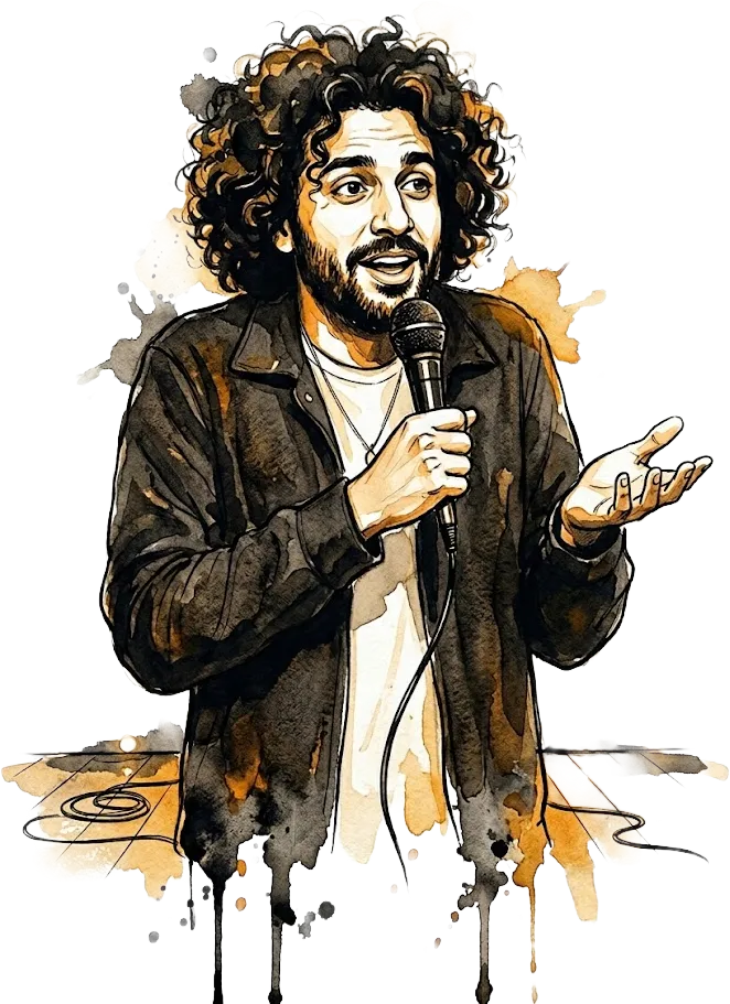 A comedian trying new material at an open mic